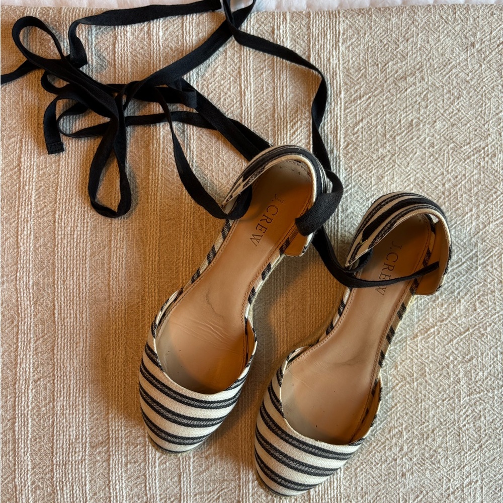 J. Crew Striped Espadrille Wedges